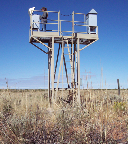 High-volume ambient air sampling at the Waste Isolation Pilot Plant (Credit: Russell Hardy/CEMRC)