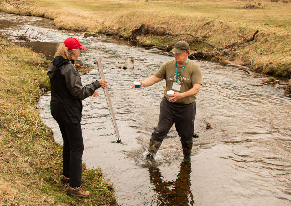 Clendenen and Brenner collecting two samples at each site.
