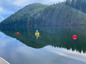 A NexSens CB-250 data buoy in Chester Morse Lake.