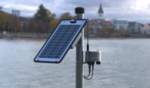 A NexSens X3 data logger deployed on a pole-mount system.