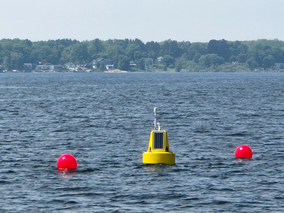 The NexSens XB-200 “Smart Buoy” was deployed at White Lake in June 2025.