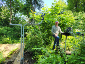 Adjustments being made to one of the systems, which sits at a tunnel mouth.