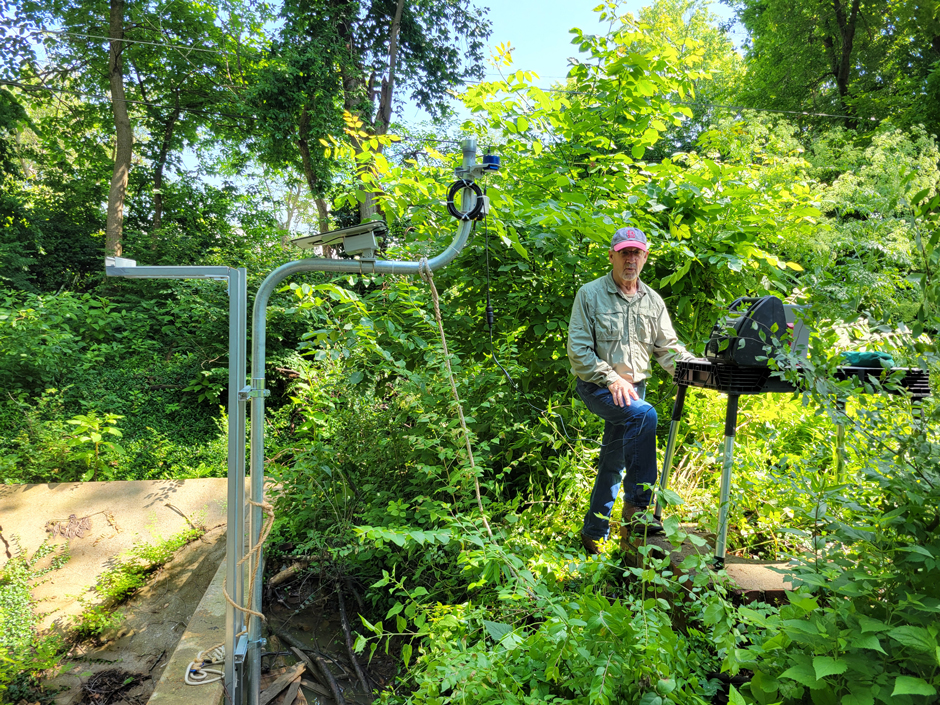 Adjustments being made to one of the systems, which sits at a tunnel mouth.