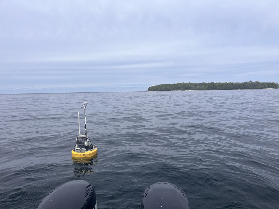 A Panther Buoy deployed in Nicolet Bay (Green Bay) near Peninsula State Park in Wisconsin.