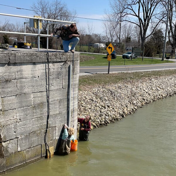 SonTek-SL1500 install in the Miami & Erie Canal in March 2023. 