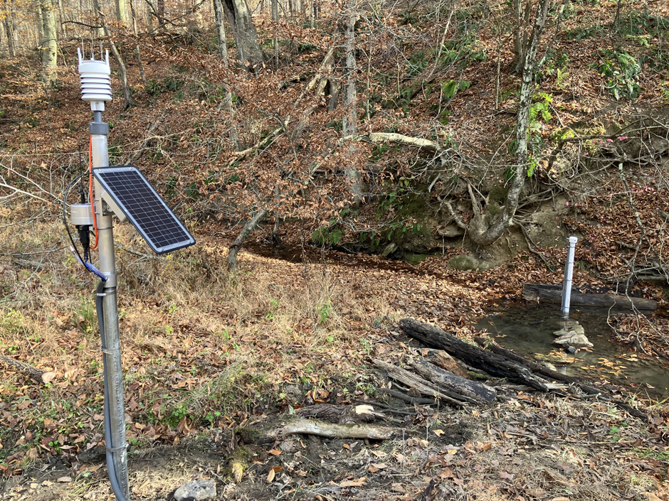 One of the Hanson Weather and Water Quality stations at W&J’s Abernathy Field Station.