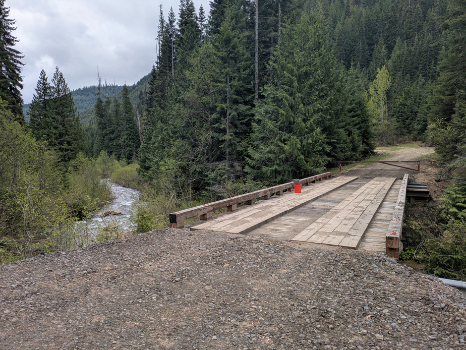 A bridge over Stony Creek provides access and an anchor point for the deployment of a temperature logger.