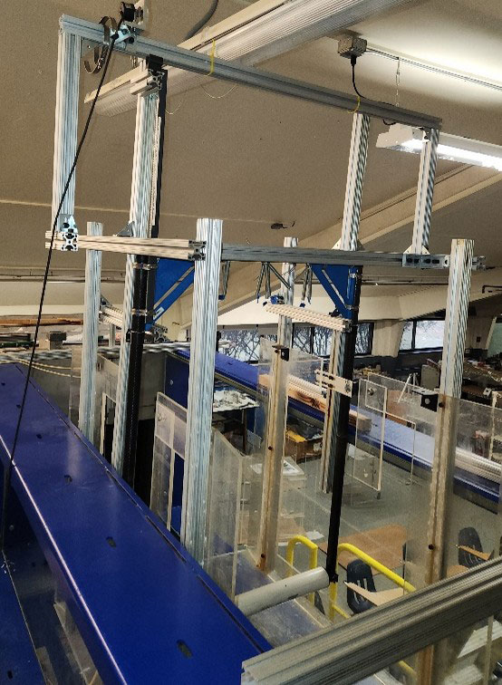 The flow channel testbed at Webb Institute, showing the prototyped frame.