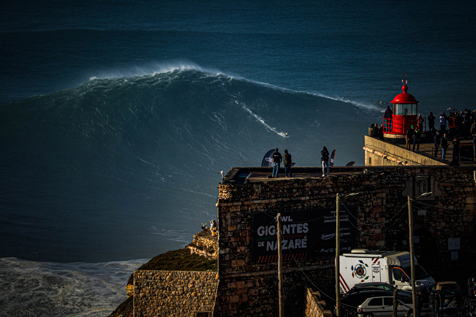 Joao Macedo rides a huge wave in Nazaré - for Hope Zones, the waves are at the core of the inspiration to protect the ocean.