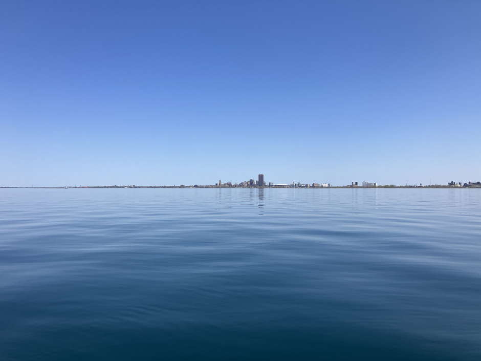 View of the Buffalo skyline from where the new Buffalo buoy will be deployed in Spring 2026.